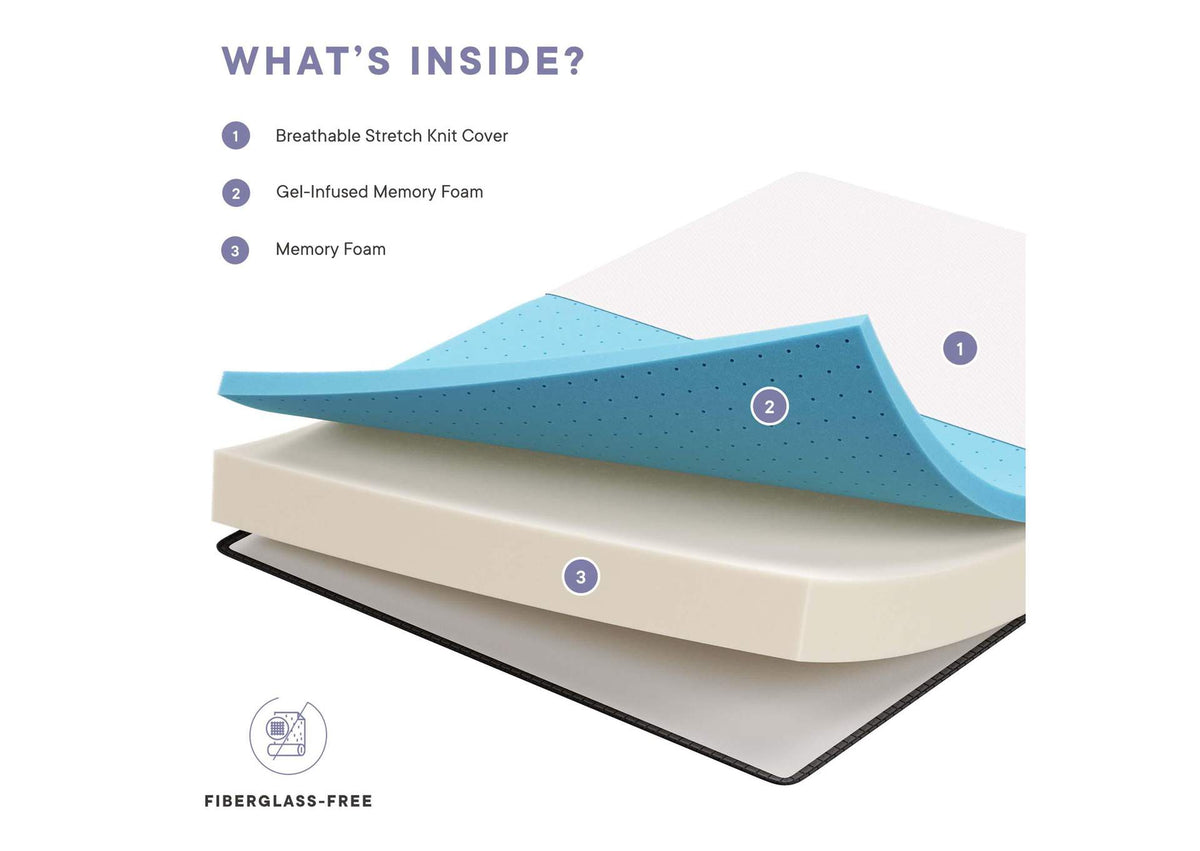 MOD-7107-WHI Aveline 8" Twin XL Mattress By Modway