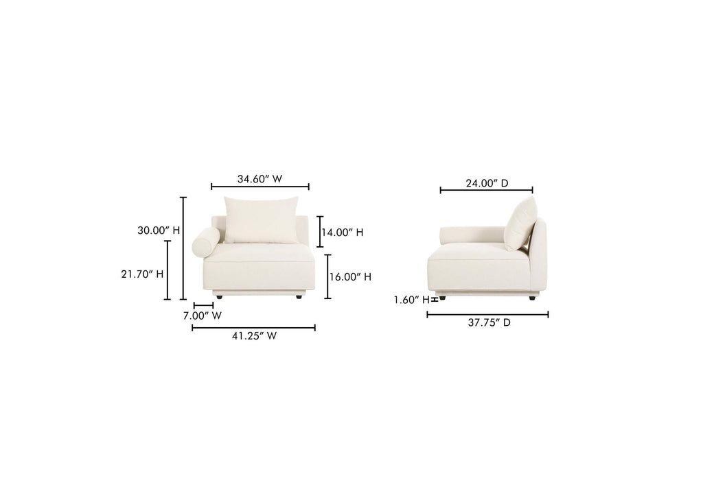 OA-1008-18 Rosello Left Arm Facing Chair White