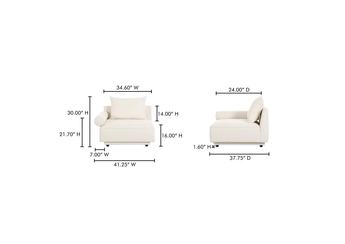 OA-1008-18 Rosello Left Arm Facing Chair White