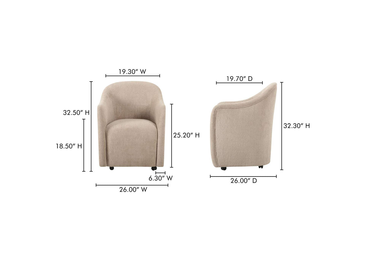 OA-1034-34 Drava Rolling Dining Chair Beige