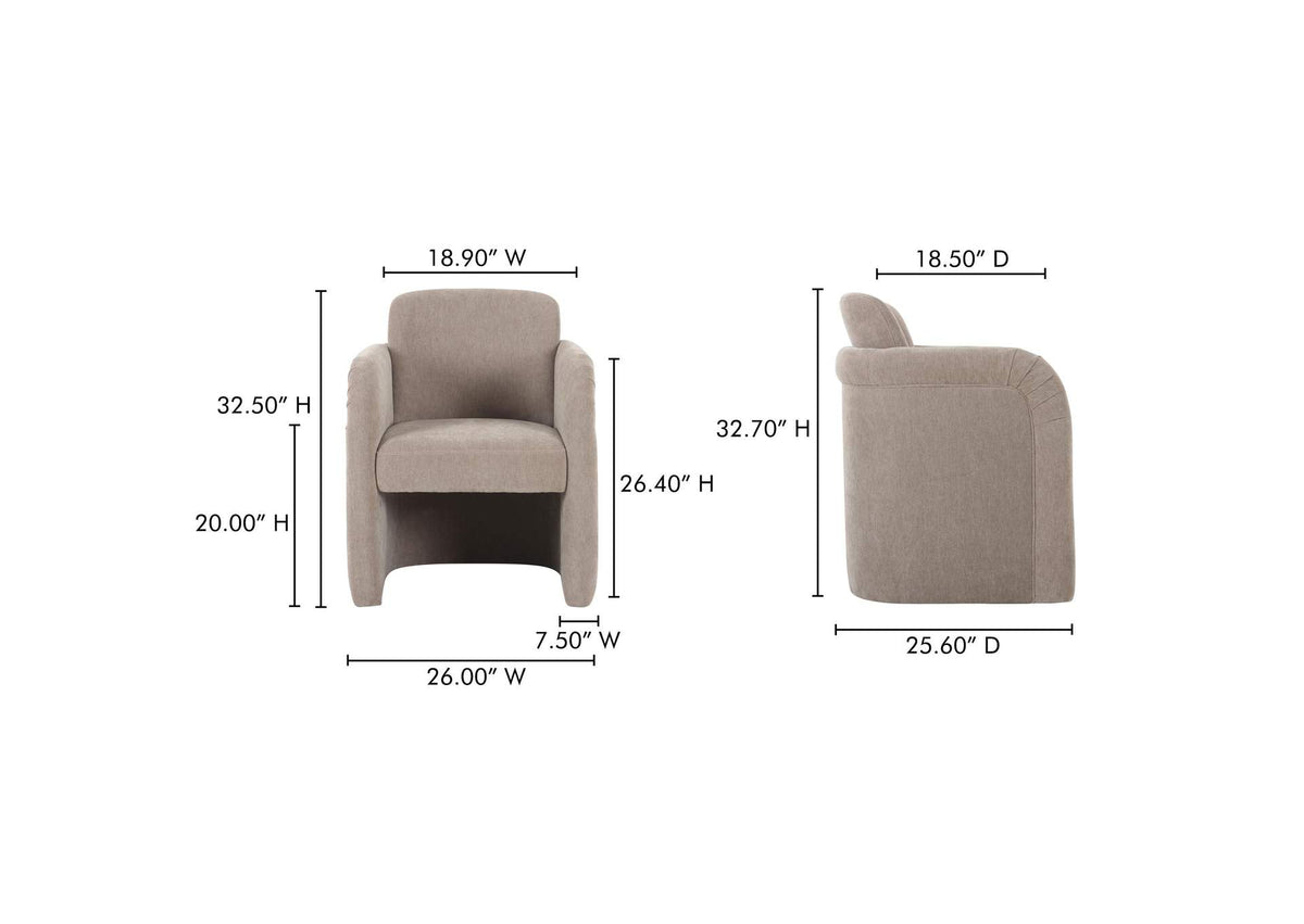 OA-1035-39 Mesto Rolling Dining Chair Taupe