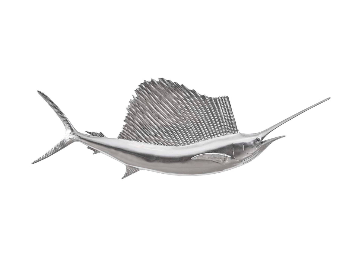 PH100658 Sail Fish Wall Sculpture - Resin - Silver Leaf