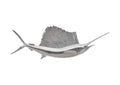 PH100658 Sail Fish Wall Sculpture - Resin - Silver Leaf