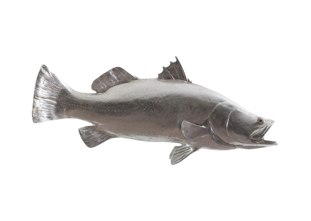 PH62414 Barramundi Fish Wall Sculpture - Resin - Silver Leaf