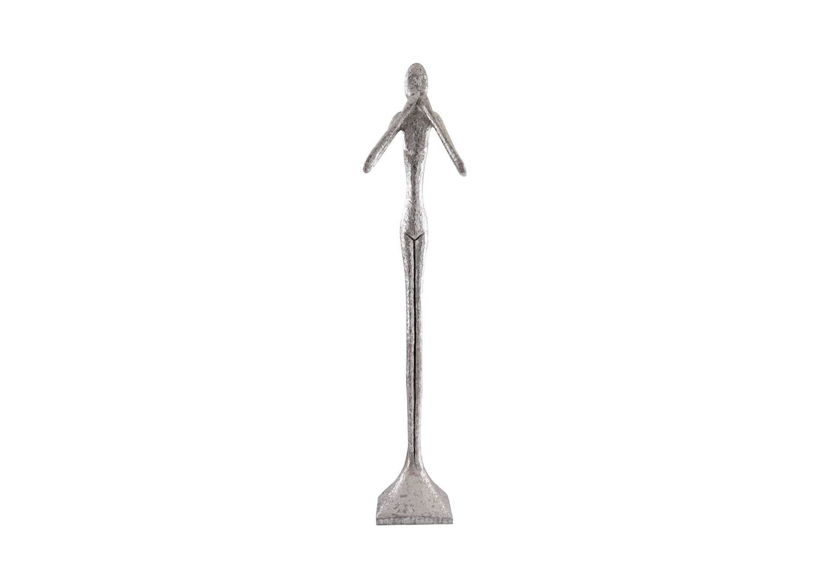 PH66161 Speak No Evil Slender Sculpture - Large - Resin - Silver Leaf