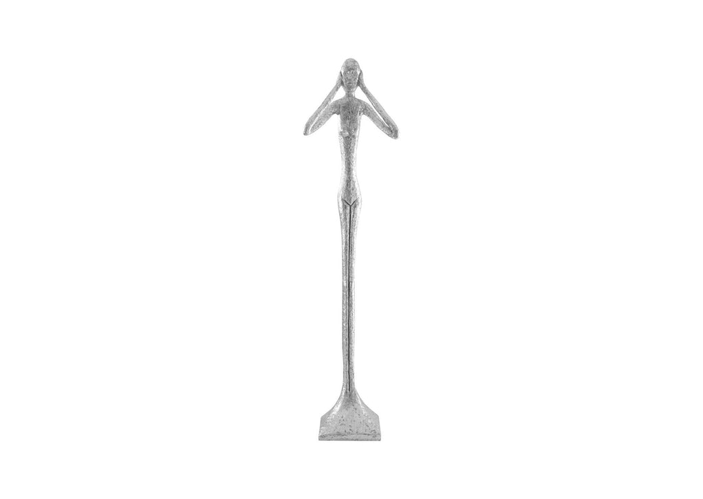 PH66163 Hear No Evil Skinny Sculpture - Silver Leaf - Lg