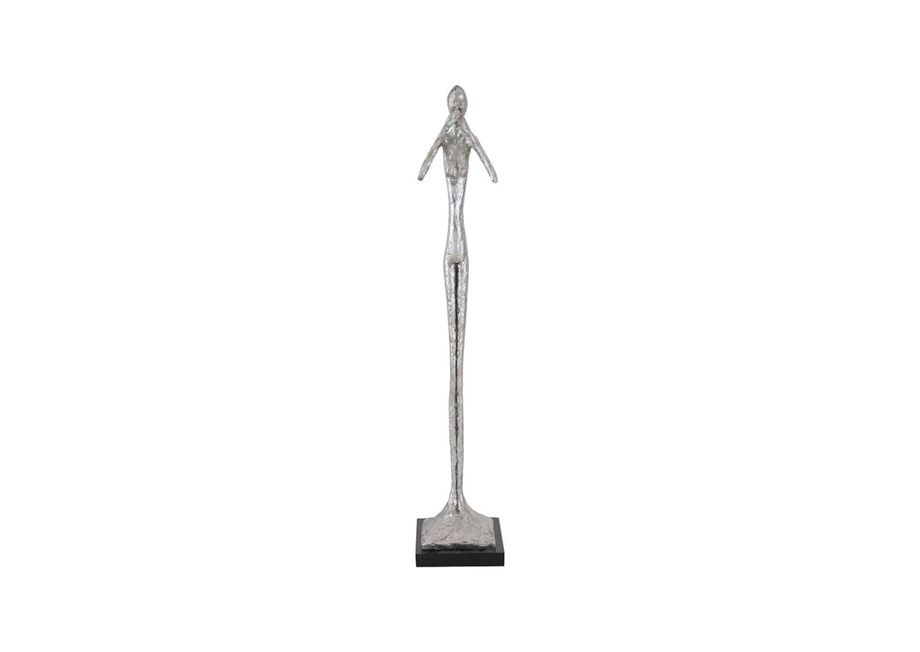 PH66277 Speak No Evil Slender Sculpture - Small - Resin - Silver Leaf