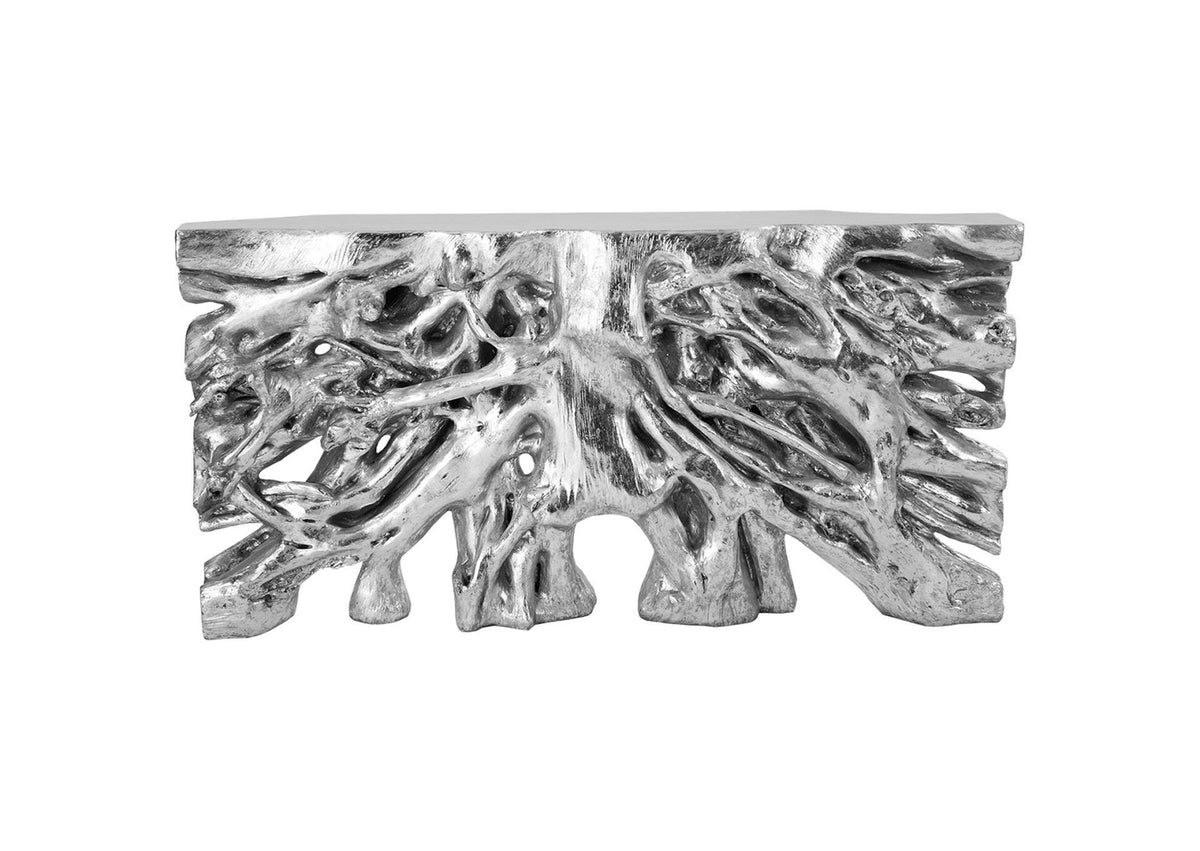 PH67479 Square Root Console Table - Silver Leaf