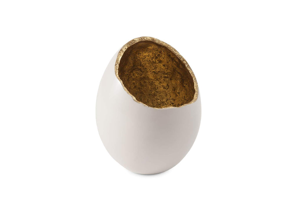 PH67508 Broken Egg Vase - White And Gold Leaf