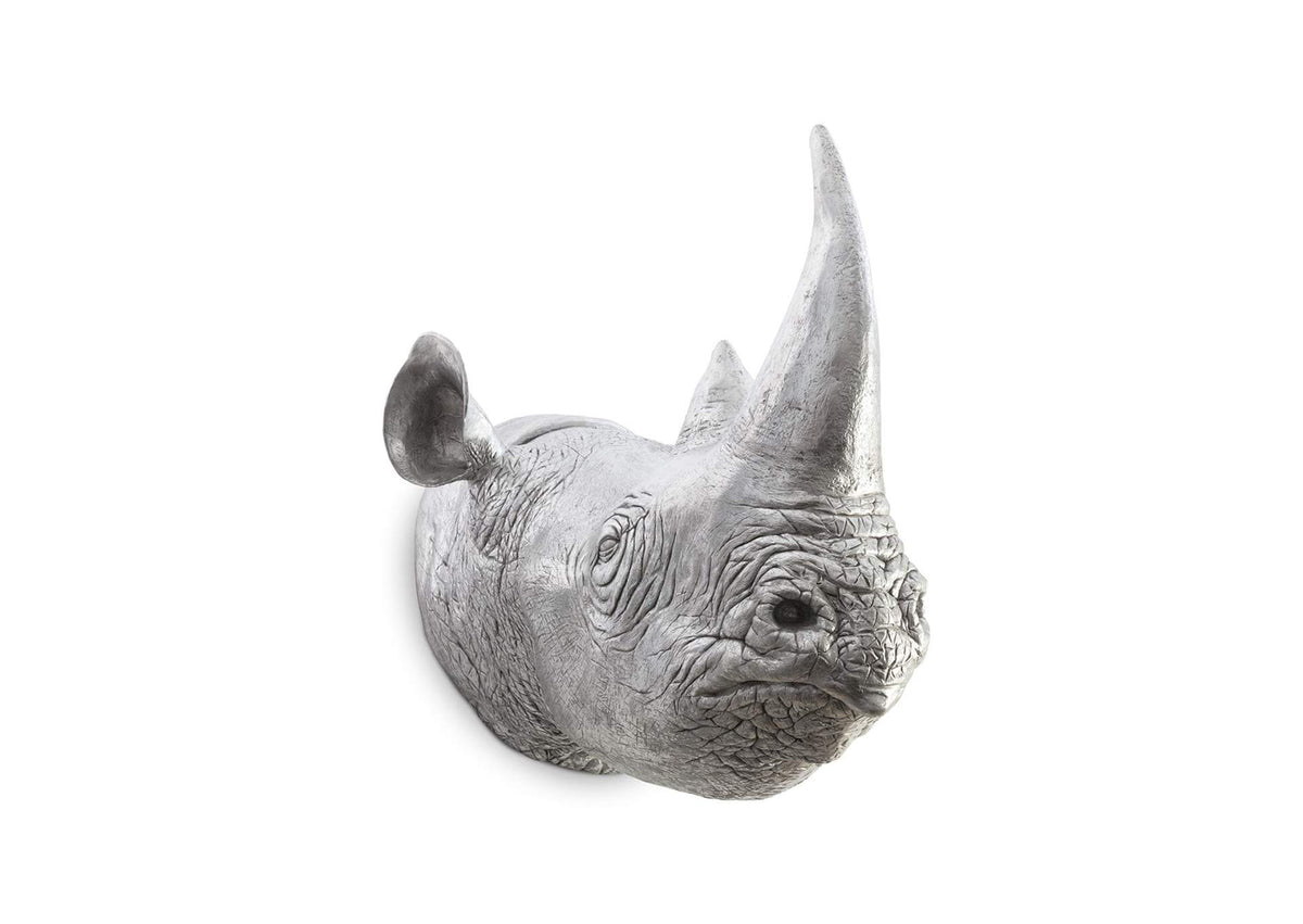 PH67513 Rhino Wall Art - Resin - Silver Leaf