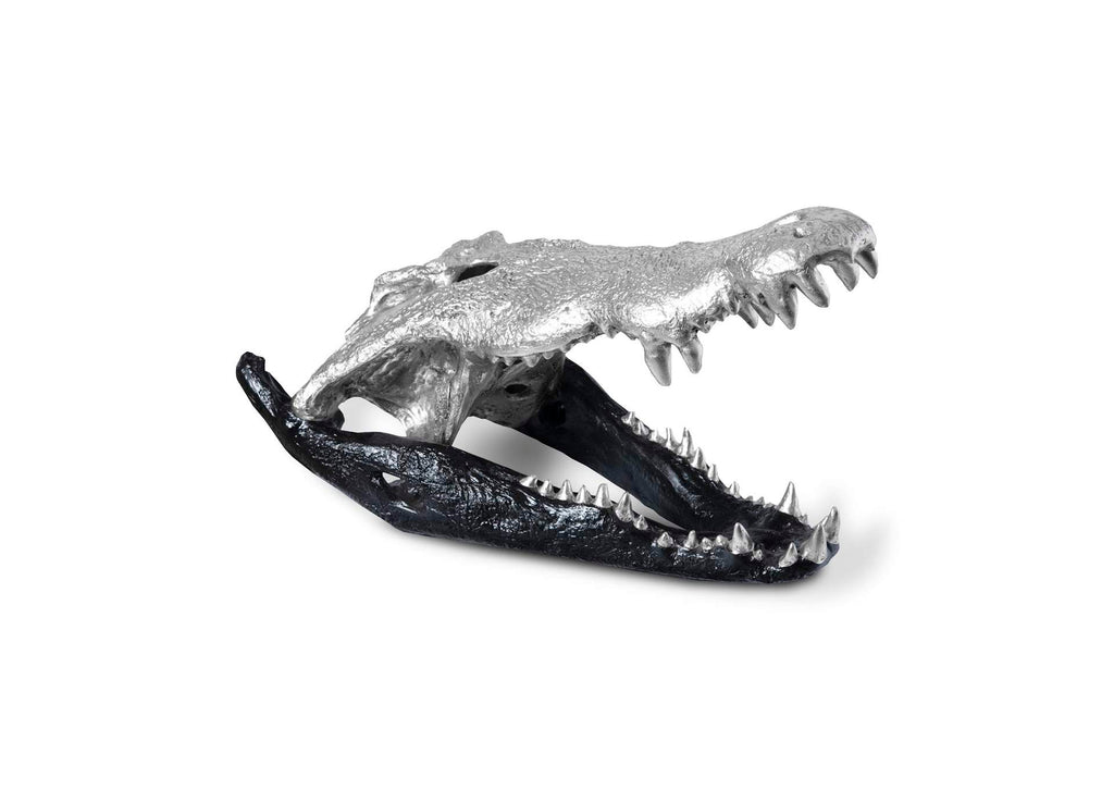 PH67577 Crocodile Skull - Black - Silver Leaf