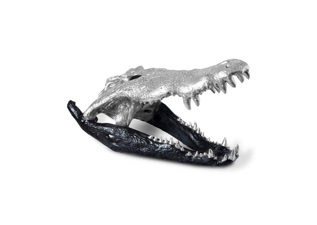 PH67577 Crocodile Skull - Black - Silver Leaf