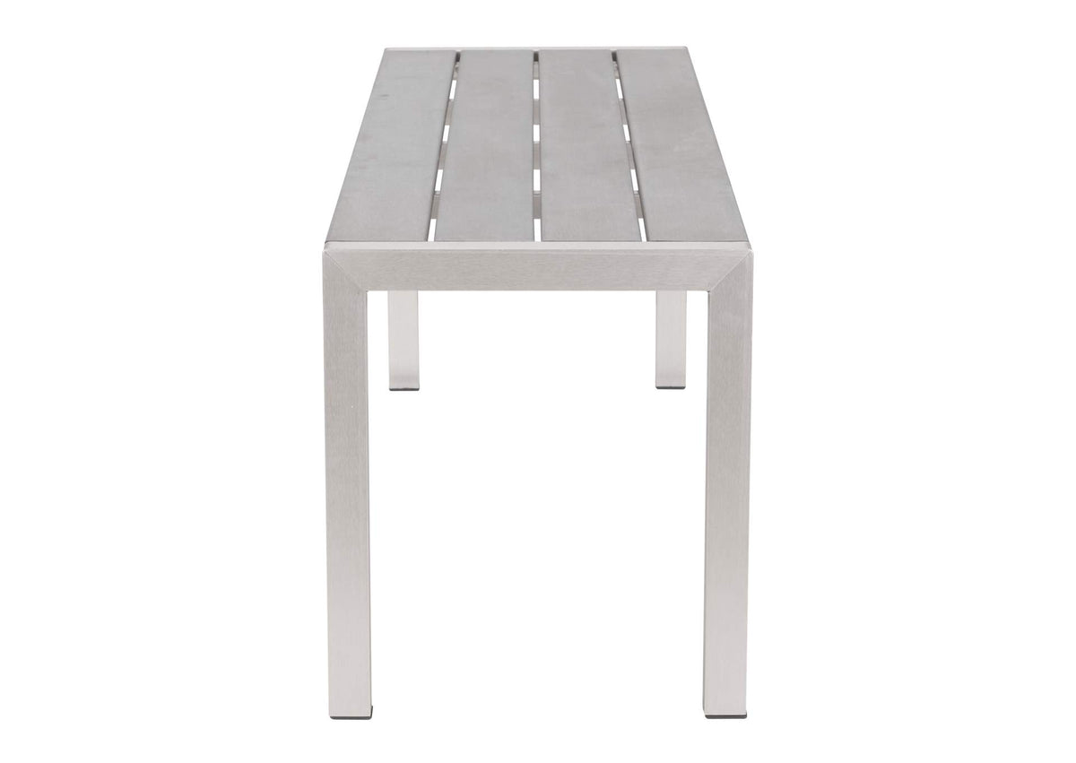 701862 Metropolitan Outdoor Double Bench Gray & Silver