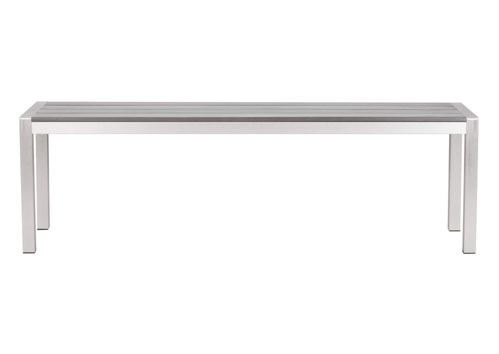 701862 Metropolitan Outdoor Double Bench Gray & Silver