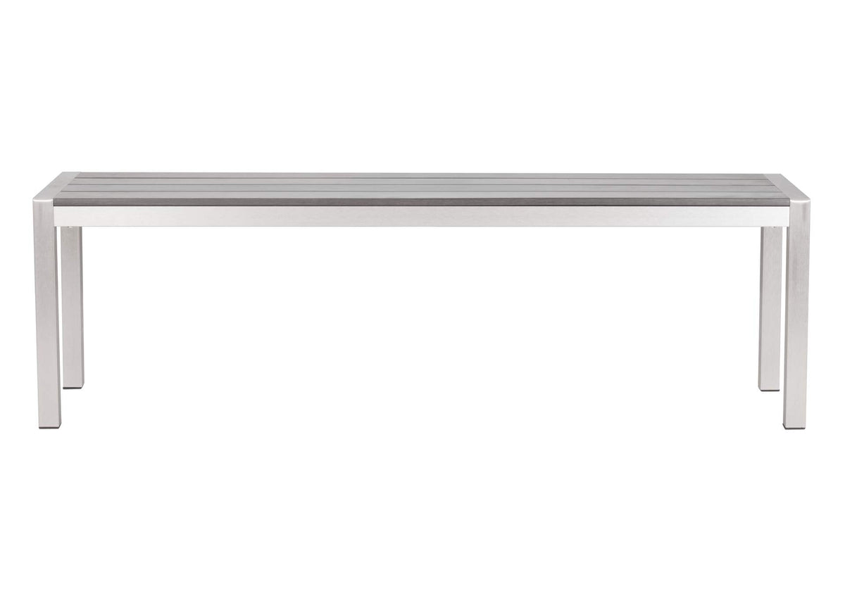 701862 Metropolitan Outdoor Double Bench Gray & Silver