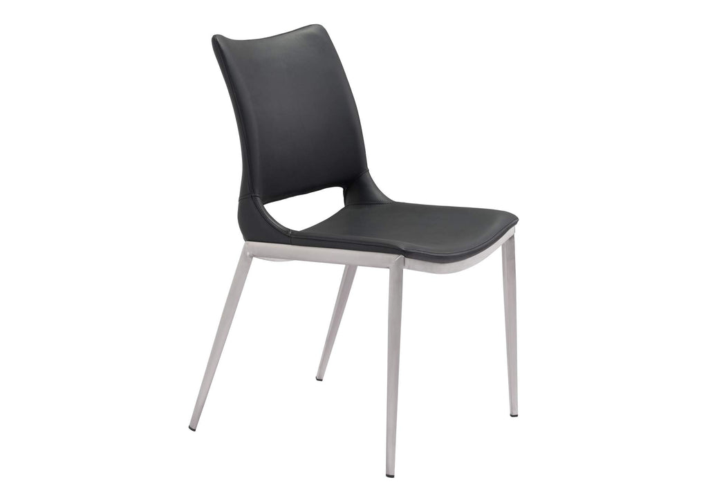 101280 Ace Dining Chair (Set Of 2) Black & Silver