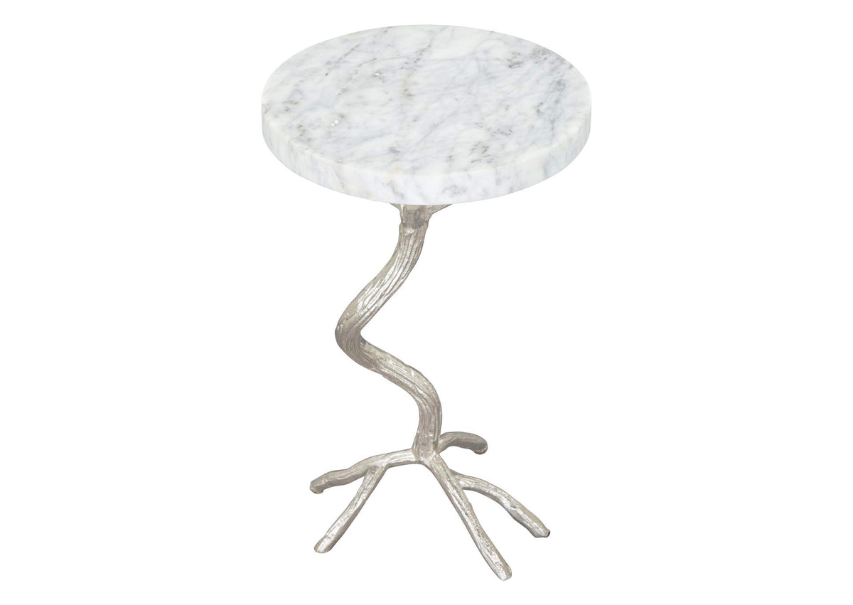 109560 Joel Side Table White & Silver
