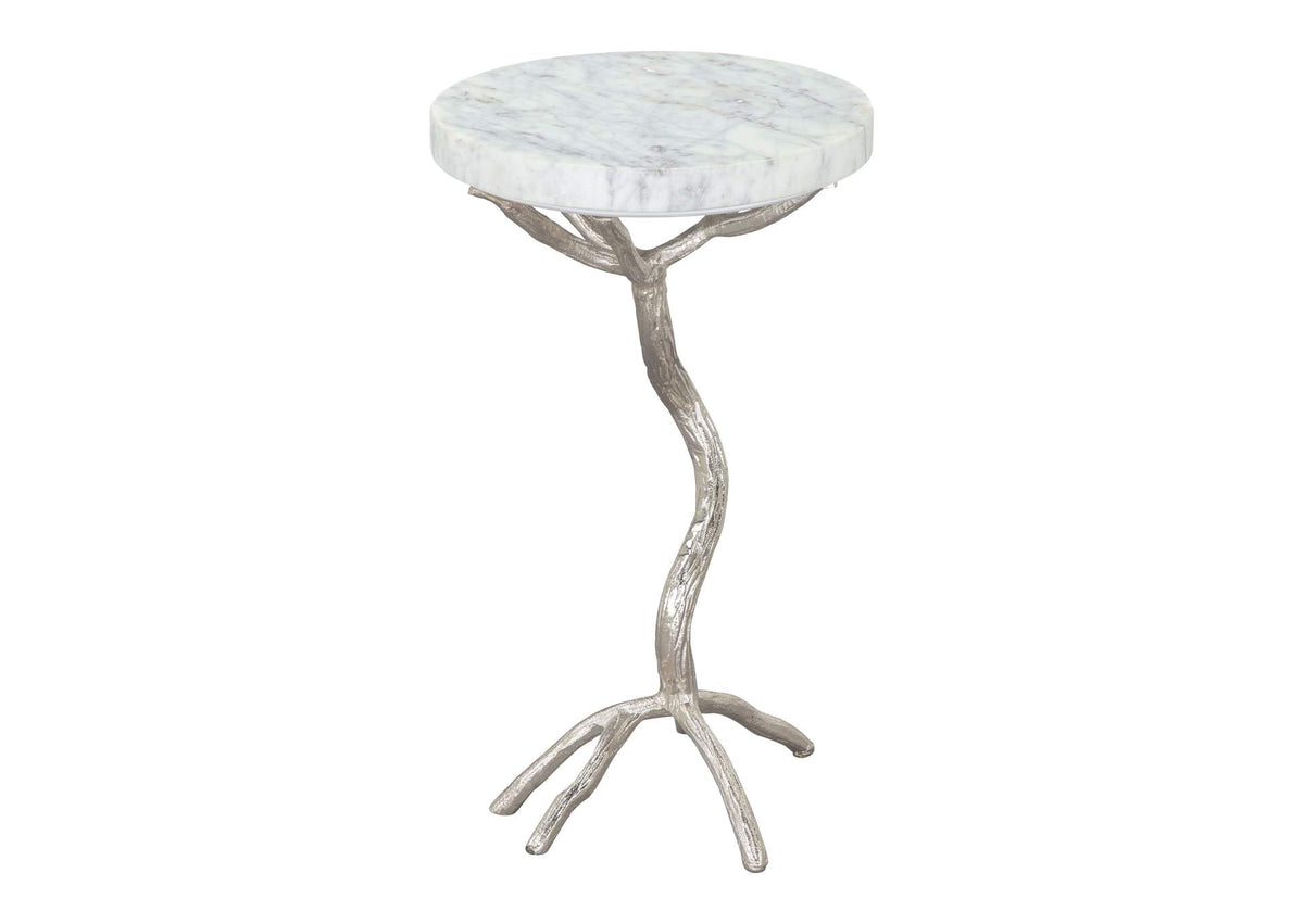109560 Joel Side Table White & Silver