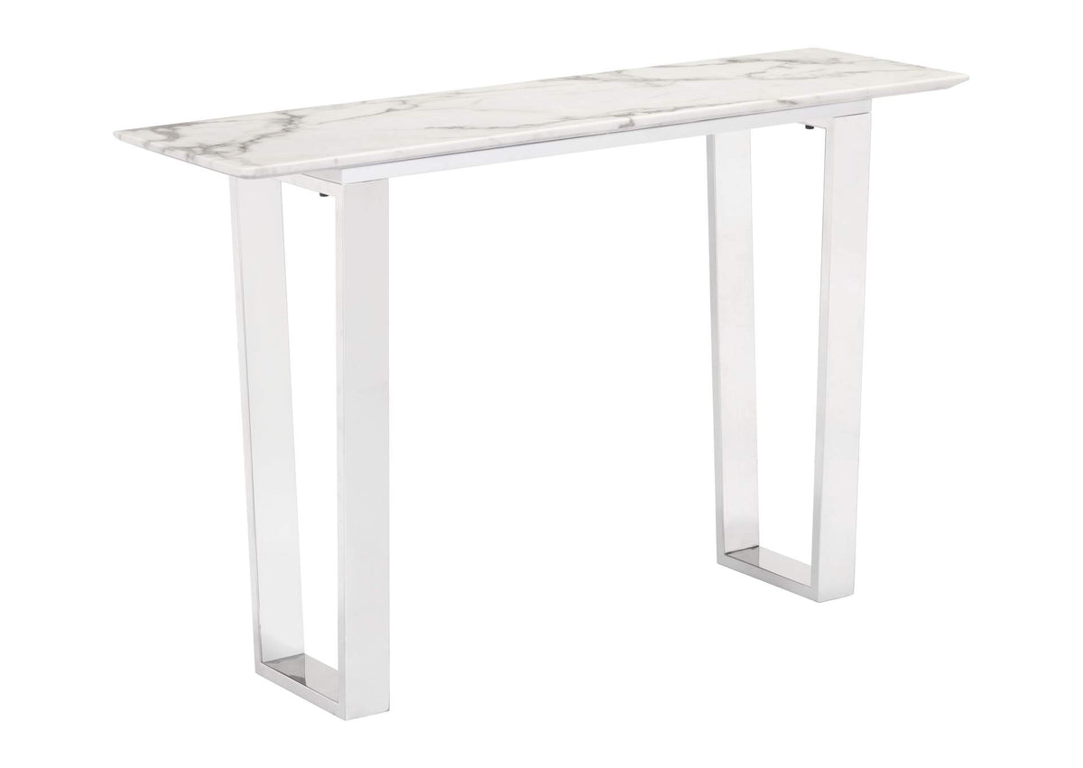 100709 Atlas Console Table White & Silver
