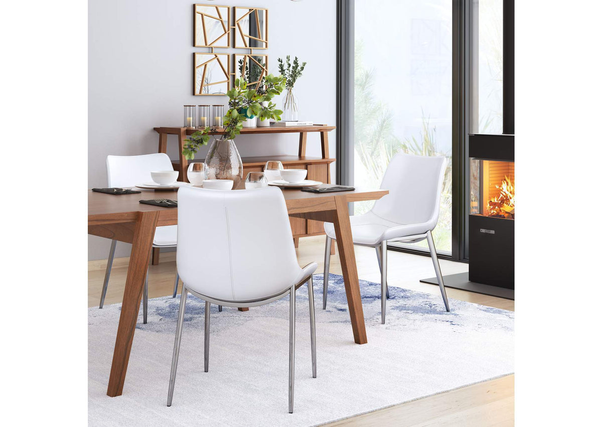 101270 Magnus Dining Chair (Set Of 2) White & Silver