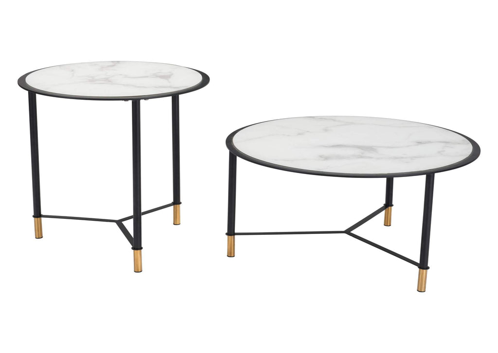 101704 Davis Coffee Table Set (2-Piece) White & Black