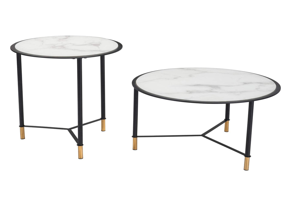101704 Davis Coffee Table Set (2-Piece) White & Black