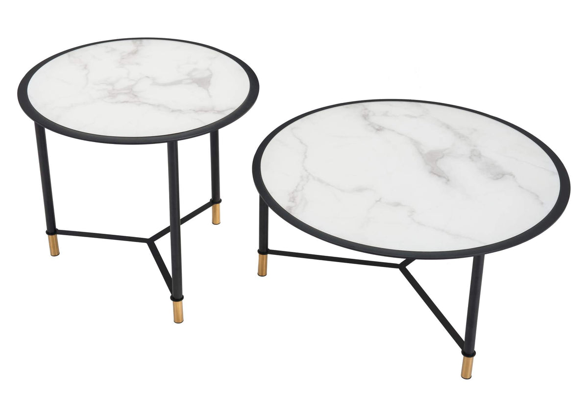 101704 Davis Coffee Table Set (2-Piece) White & Black