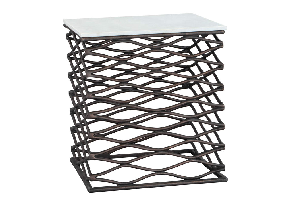 109456 Duke Side Table White & Antique Bronze