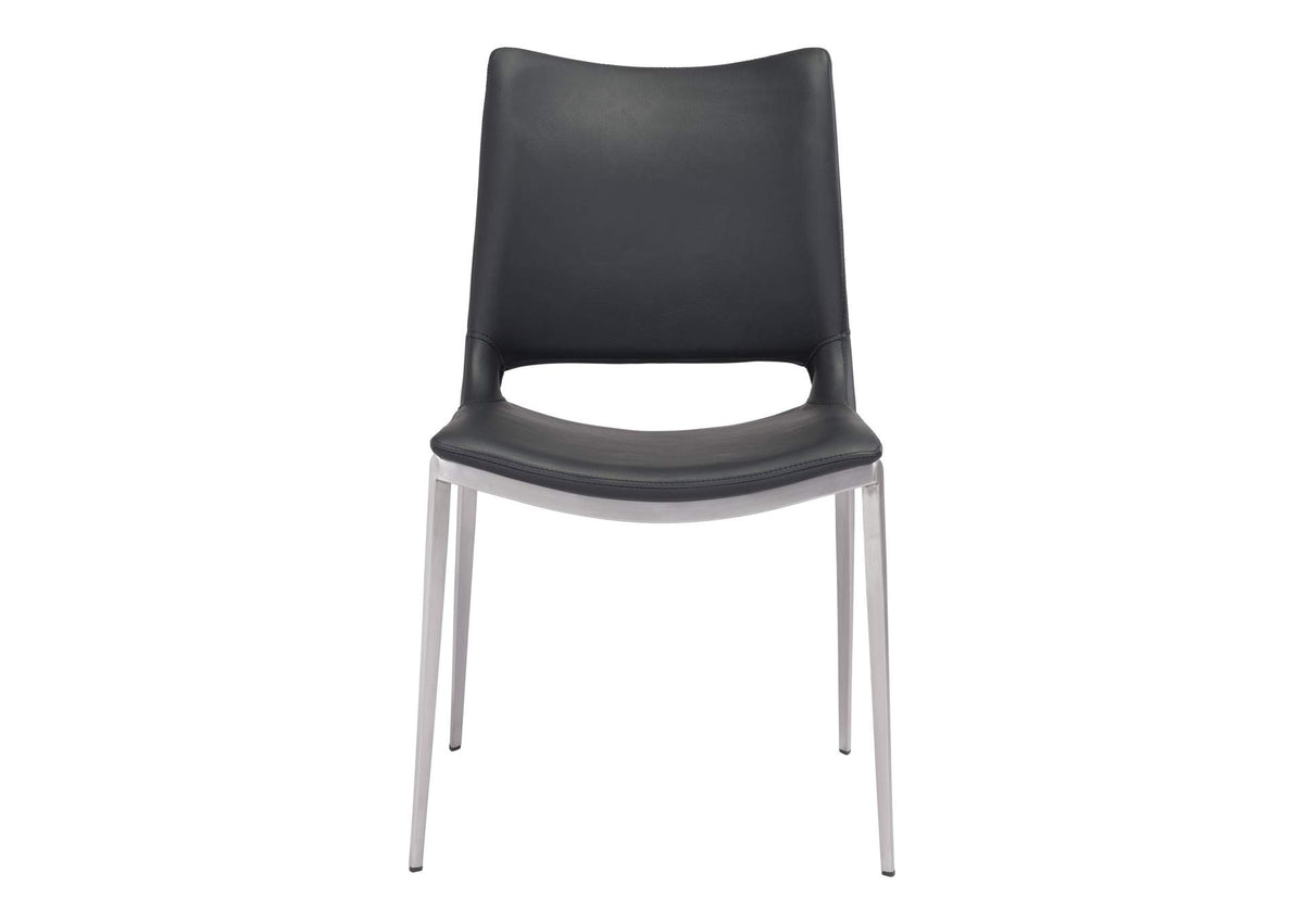 101280 Ace Dining Chair (Set Of 2) Black & Silver