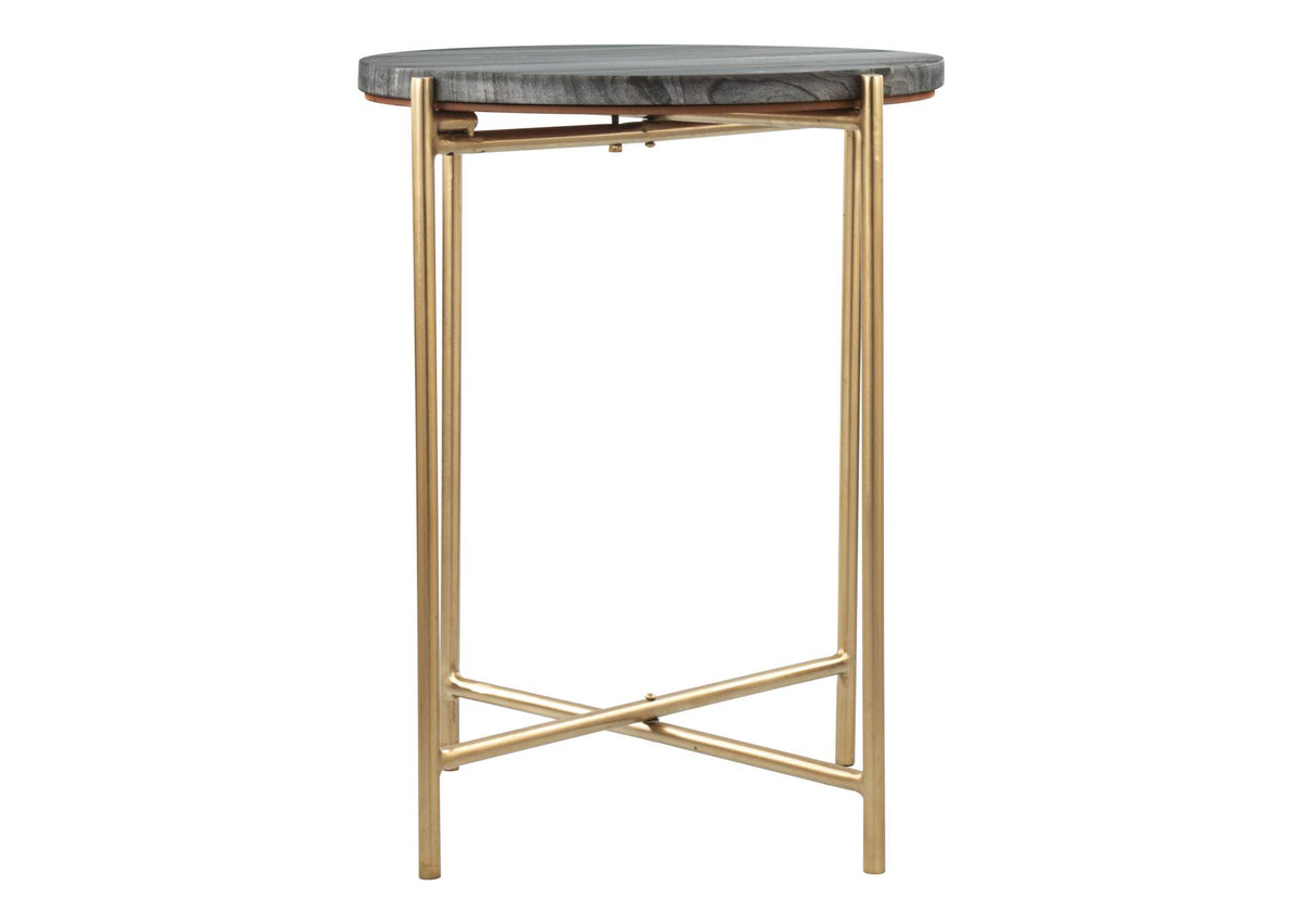 109360 David Side Table Gray & Gold