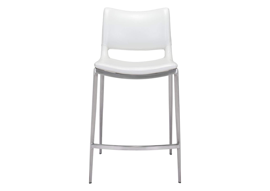 101390 Ace Counter Stool (Set Of 2) White & Silver