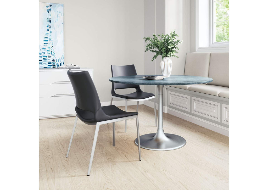 101280 Ace Dining Chair (Set Of 2) Black & Silver