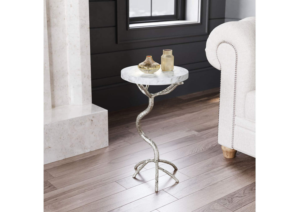 109560 Joel Side Table White & Silver