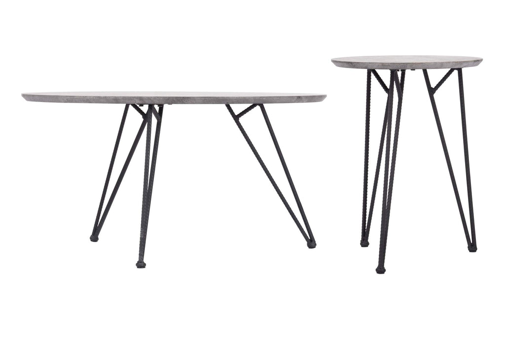 109232 Kerris Coffee Table Set (2-Piece) Gray & Black