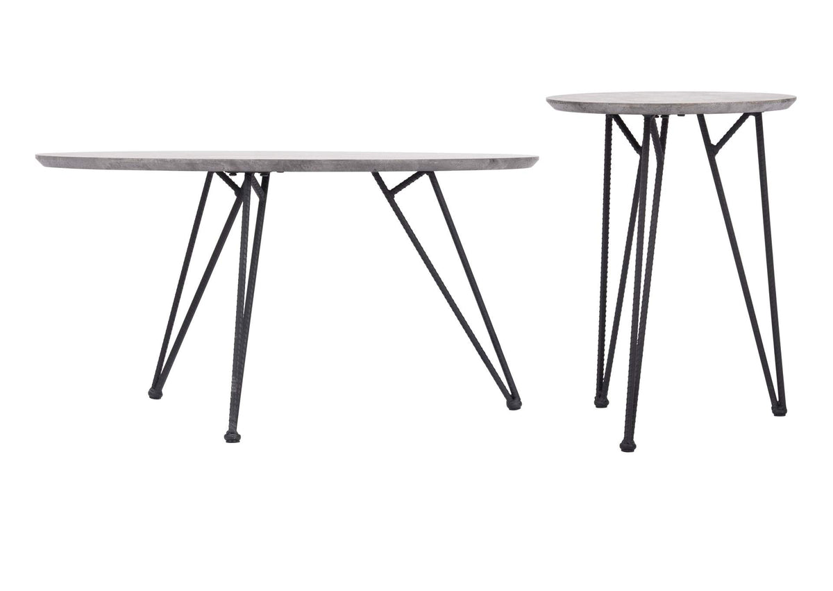 109232 Kerris Coffee Table Set (2-Piece) Gray & Black