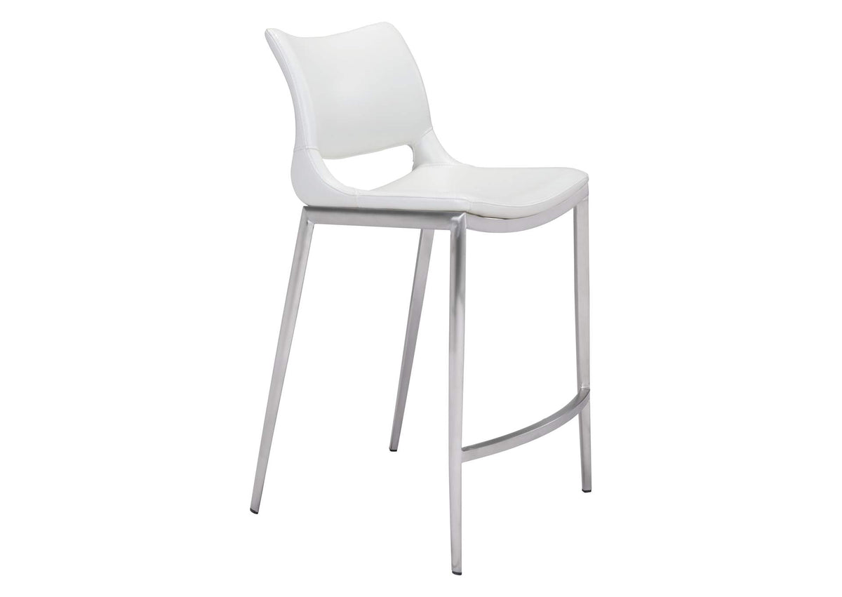 101390 Ace Counter Stool (Set Of 2) White & Silver