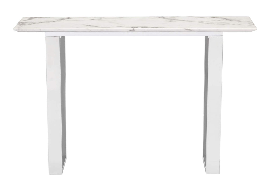 100709 Atlas Console Table White & Silver