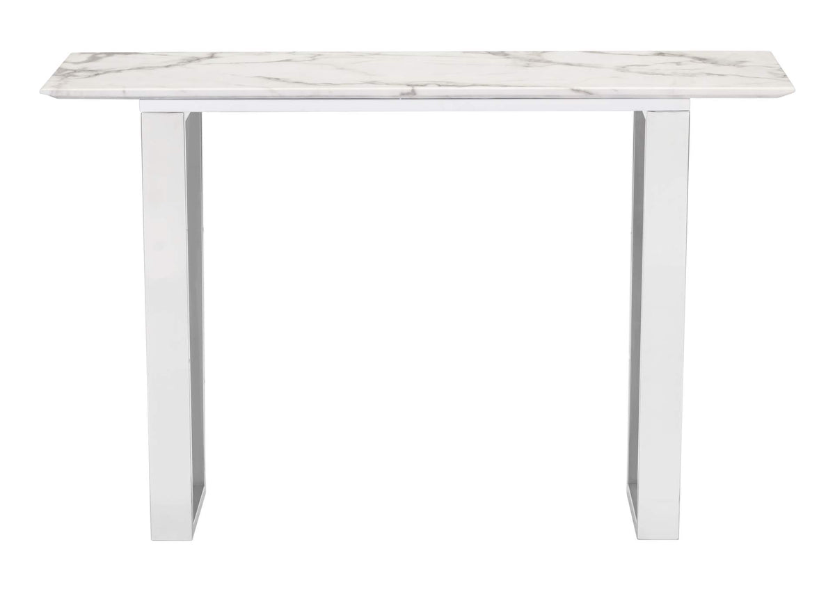 100709 Atlas Console Table White & Silver