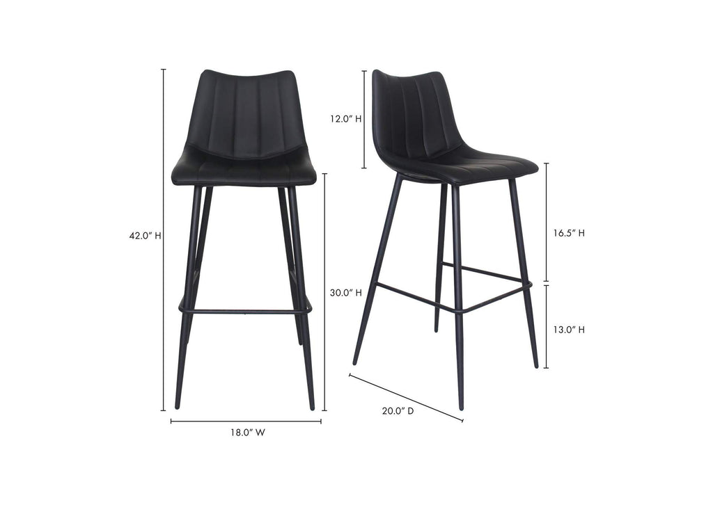 UU-1003-02 Alibi Barstool Matte Black - Set Of Two