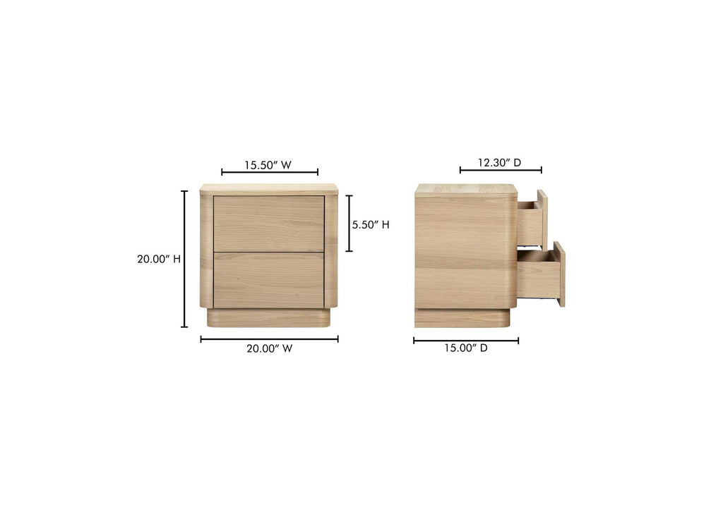 YR-1013-24 Round Off Tall Nightstand Natural Oak